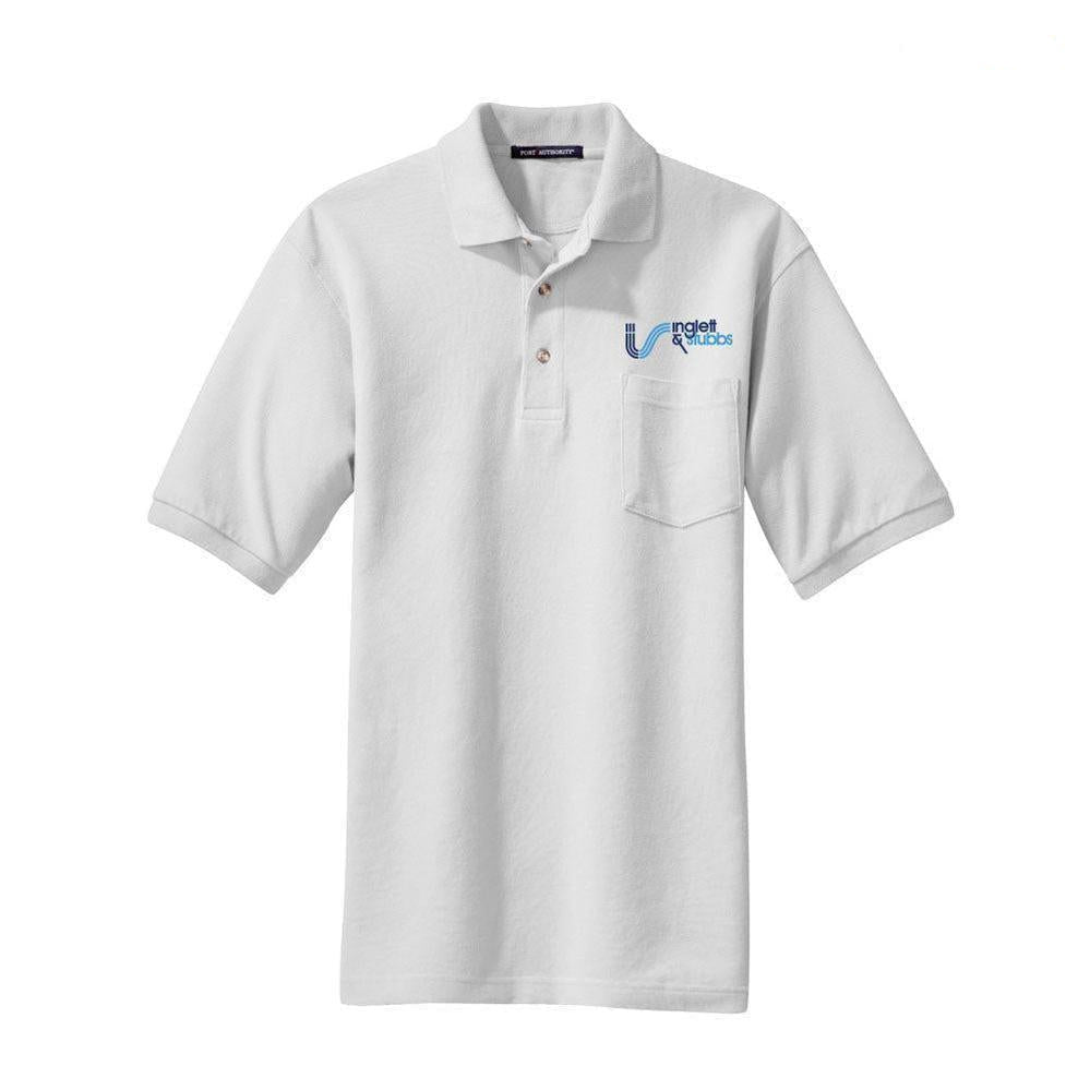 White Cotton Pique Polo with Pocket-WWA