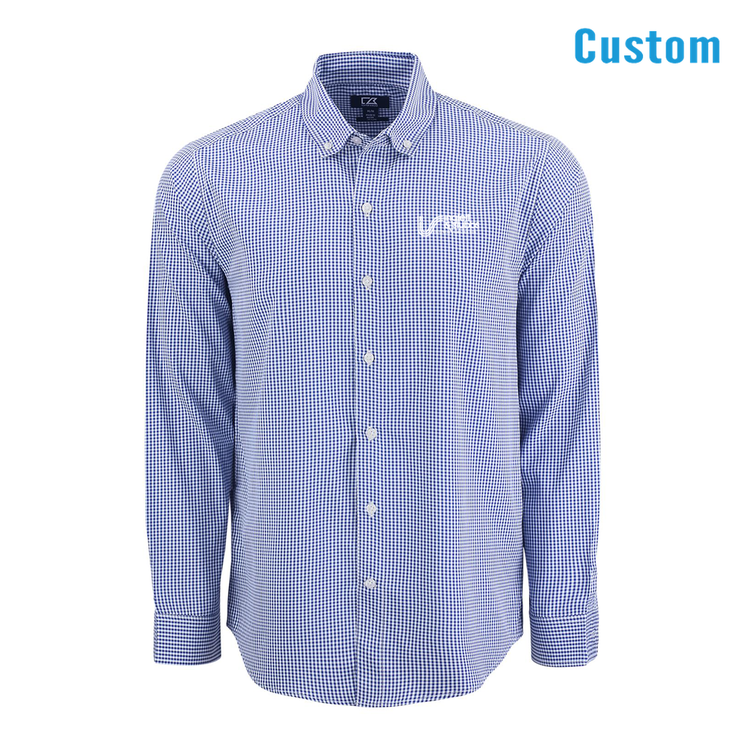 Inglett & Stubbs Cutter & Buck Recycled Gingham Mens Long Sleeve Dress Shirt