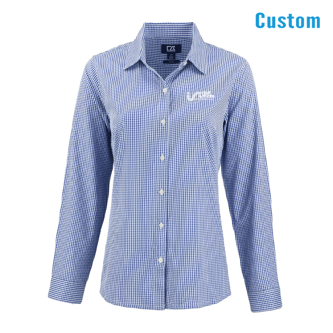 Inglett & Stubbs Cutter & Buck Recycled Gingham womens Long Sleeve Dress Shirt