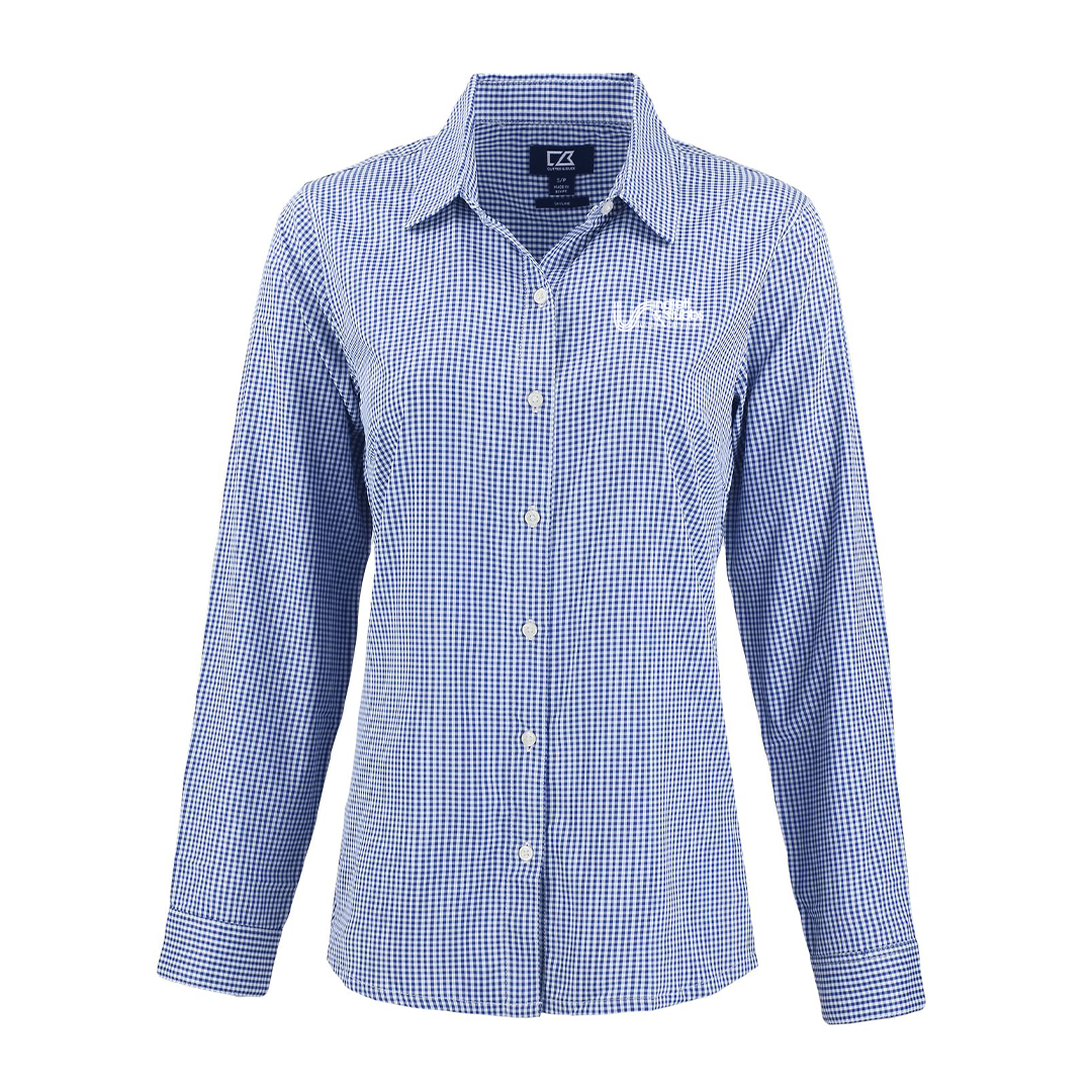 Inglett & Stubbs Cutter & Buck Recycled Gingham womens Long Sleeve Dress Shirt
