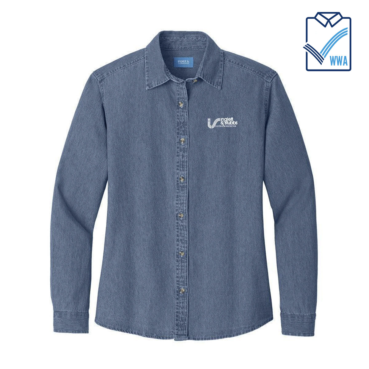 I&S Women's 100% Cotton Denim Long Sleeve Shirt-WWA