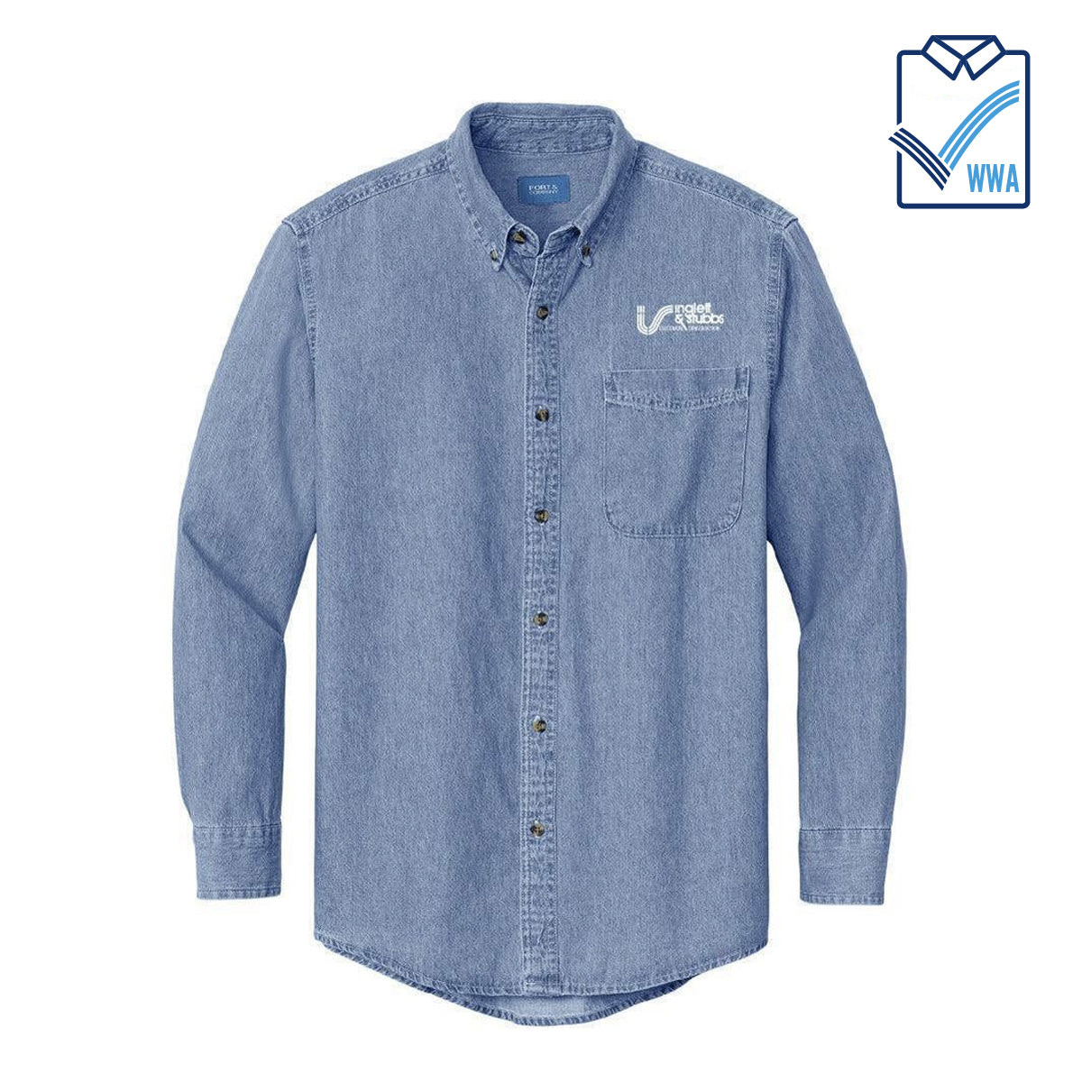 Inglett & Stubbs Men's 100% Cotton Denim Long Sleeve Shirt-WWA