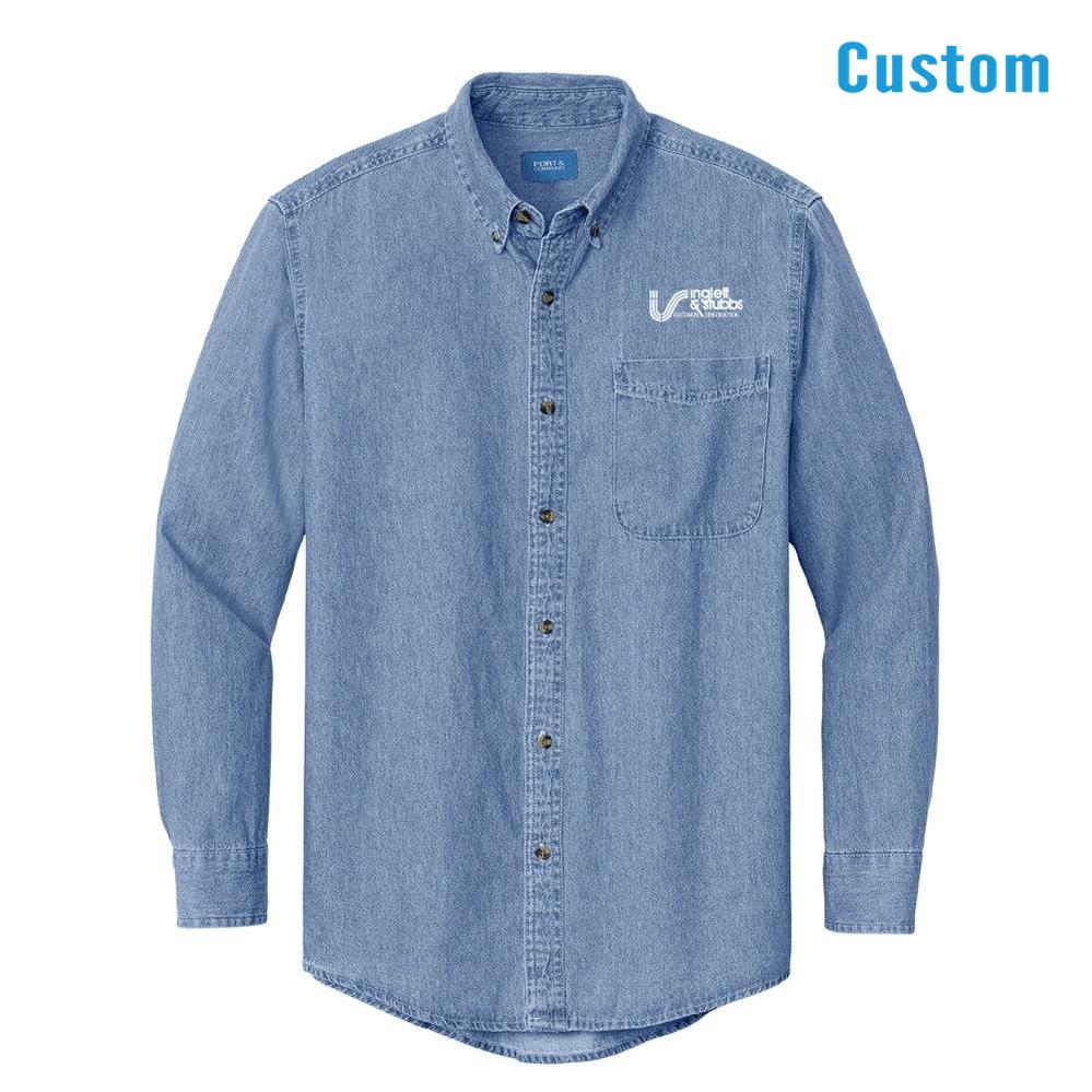 Inglett & Stubbs Men's 100% Cotton Denim Long Sleeve Shirt-WWA