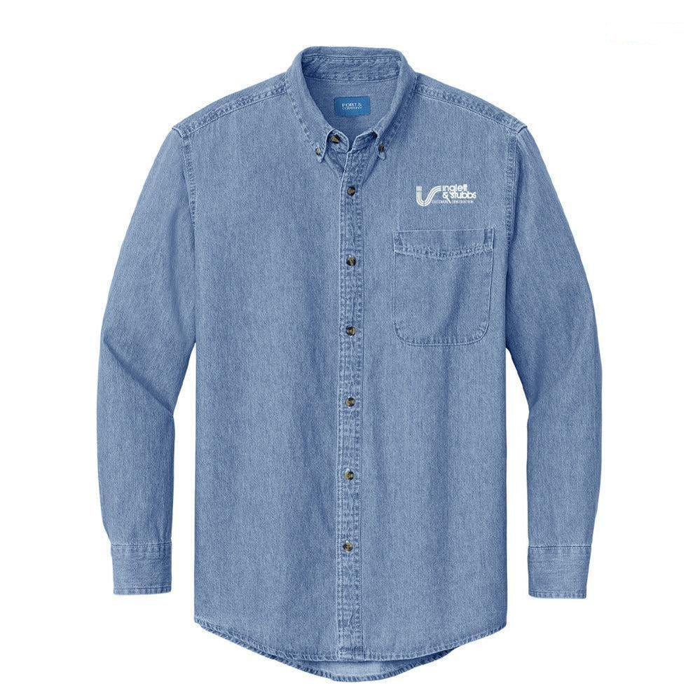 Inglett & Stubbs Men's 100% Cotton Denim Long Sleeve Shirt-WWA