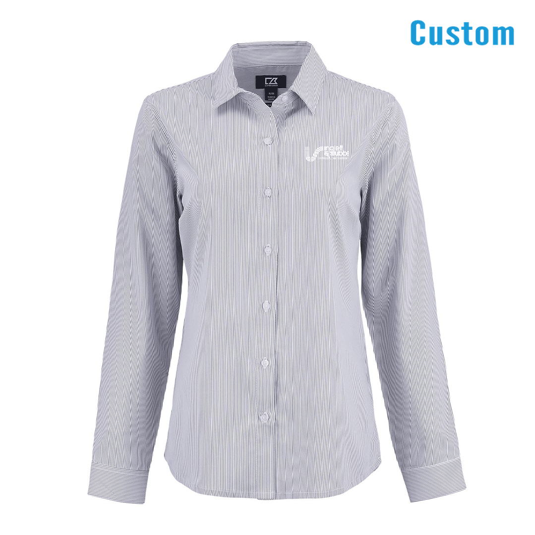 Inglett & Stubbs Recycled Pinstripe Womens Long Sleeve Dress Shirt