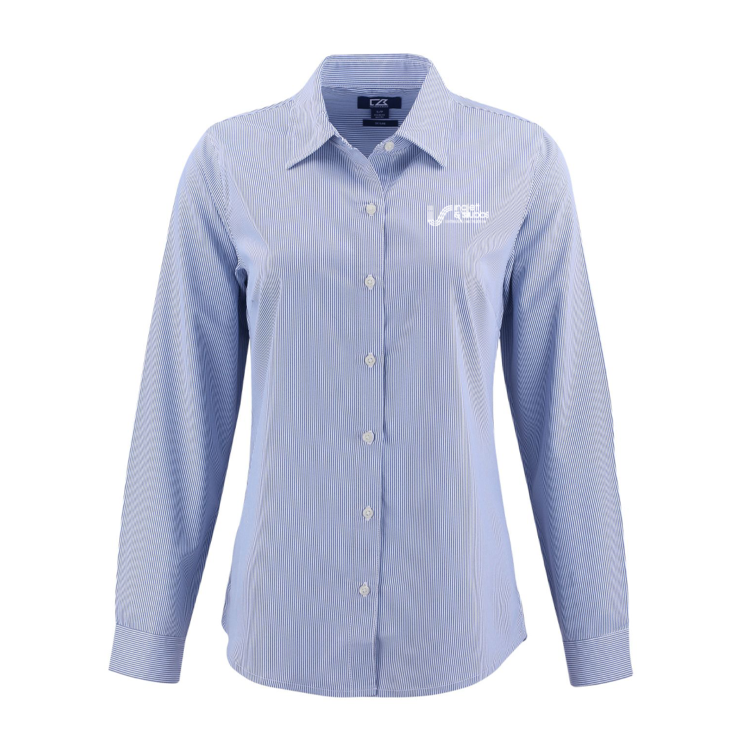 Inglett & Stubbs Recycled Pinstripe Womens Long Sleeve Dress Shirt