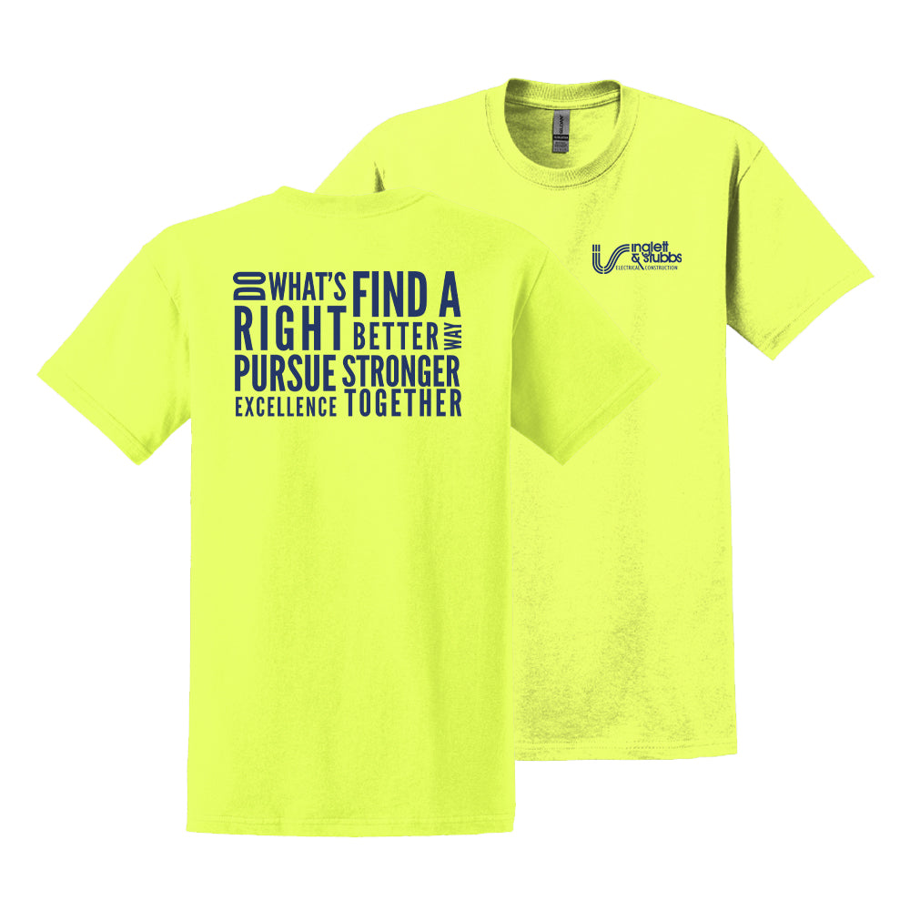 Inglett & Stubbs Safety Green Collage Cotton Tshirt