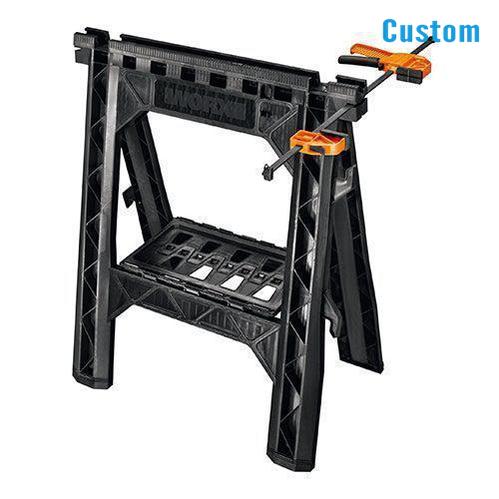 Set of 2 Clamping Sawhorses w/ 2 Bar Clamps