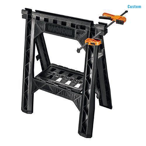 Set of 2 Clamping Sawhorses w/ 2 Bar Clamps