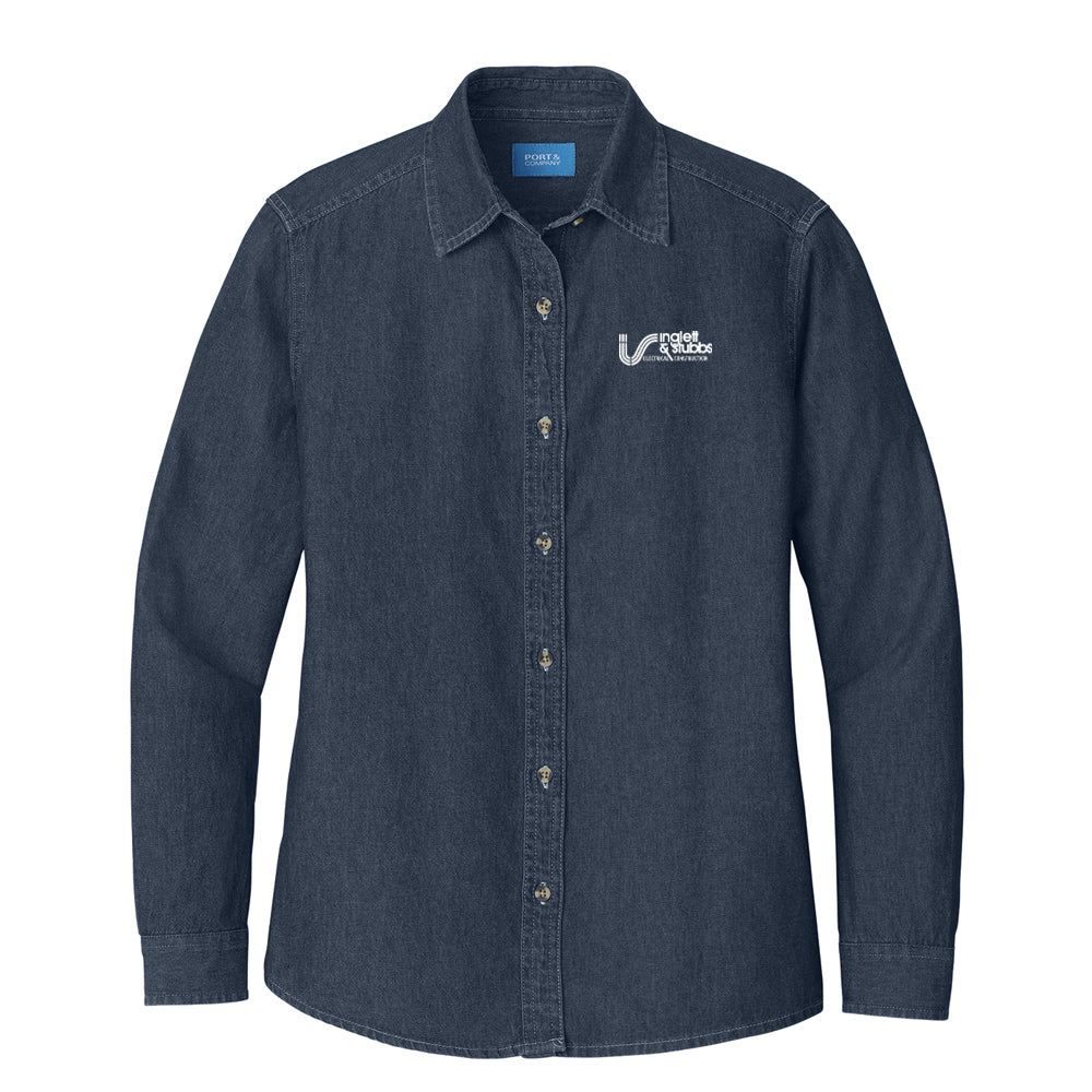 I&S Women's 100% Cotton Denim Long Sleeve Shirt-WWA