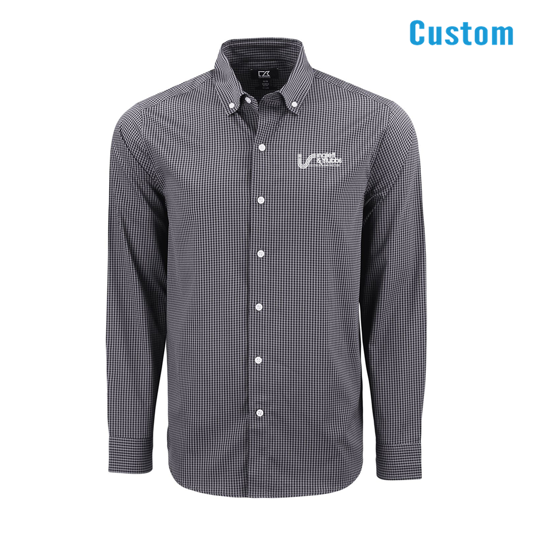 Inglett & Stubbs Cutter & Buck Recycled Gingham Mens Long Sleeve Dress Shirt