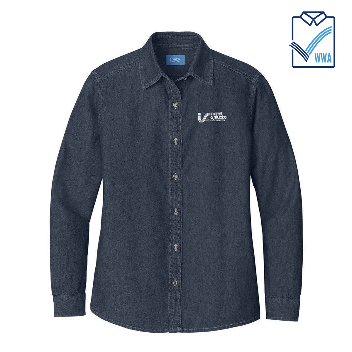 I&S Women's 100% Cotton Denim Long Sleeve Shirt-WWA