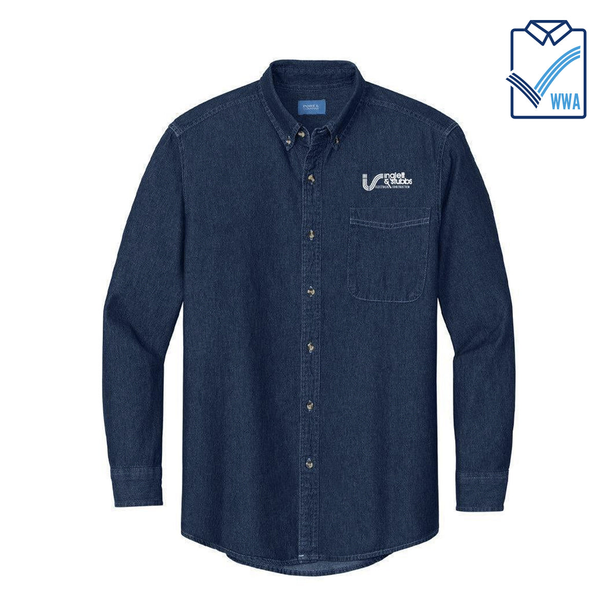 Inglett & Stubbs Men's 100% Cotton Denim Long Sleeve Shirt-WWA