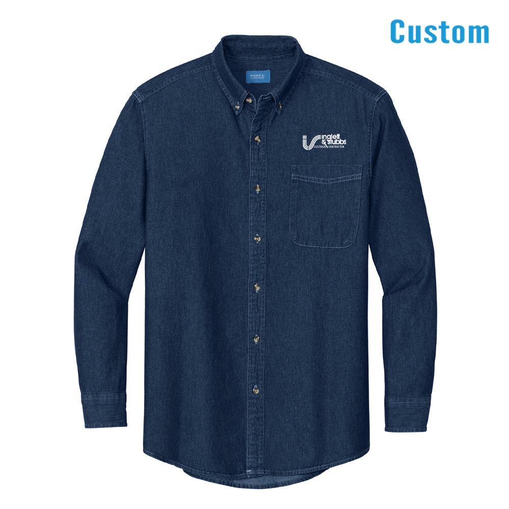 Inglett & Stubbs Men's 100% Cotton Denim Long Sleeve Shirt-WWA