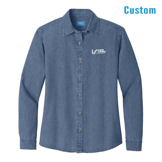 I&S Women's 100% Cotton Denim Long Sleeve Shirt-WWA